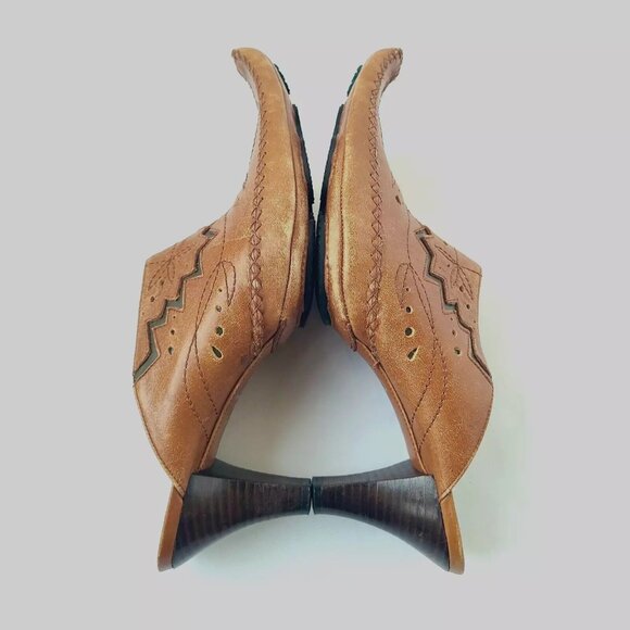 Indigo Clarks Size 8 Leather Inlay Slip Resistant Western Slip On Mule Heel Shoe - Picture 6 of 10